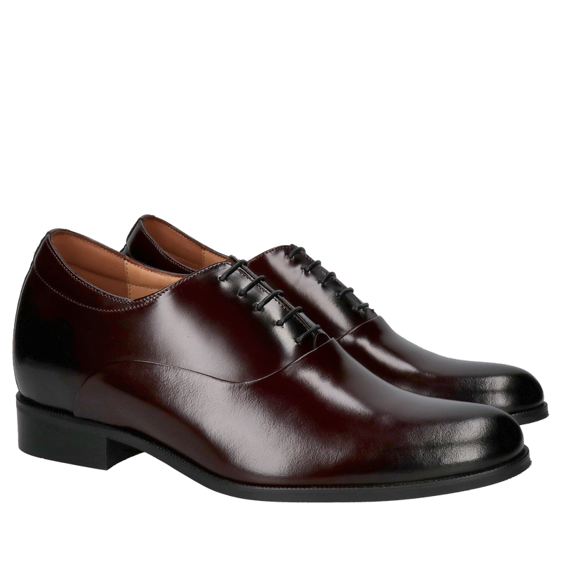 Bordowe buty podwyższające, męskie oxfordy podwyższające +7cm