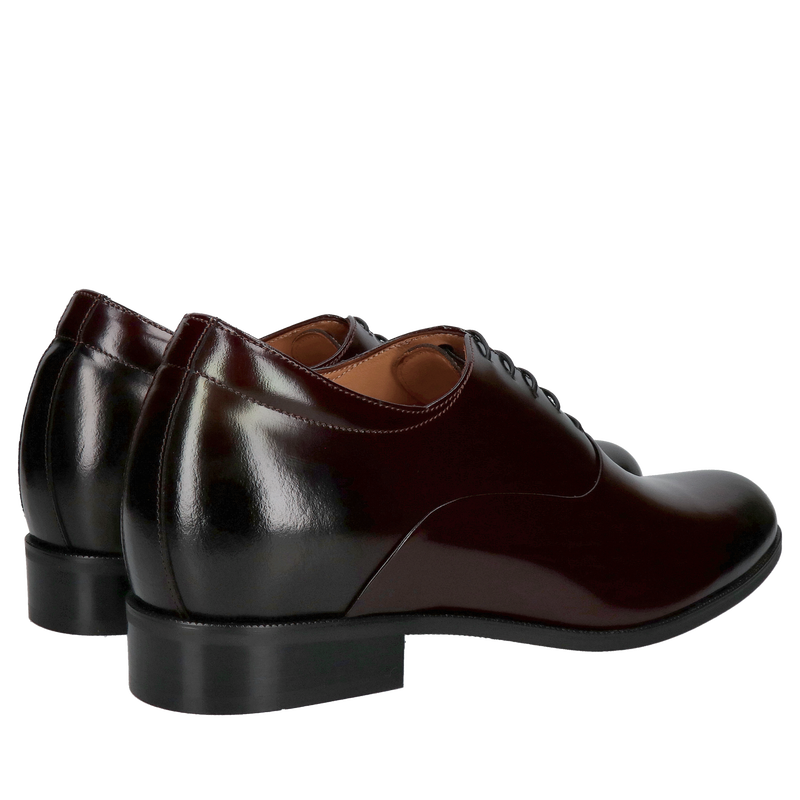 Bordowe buty podwyższające, męskie oxfordy podwyższające +7cm