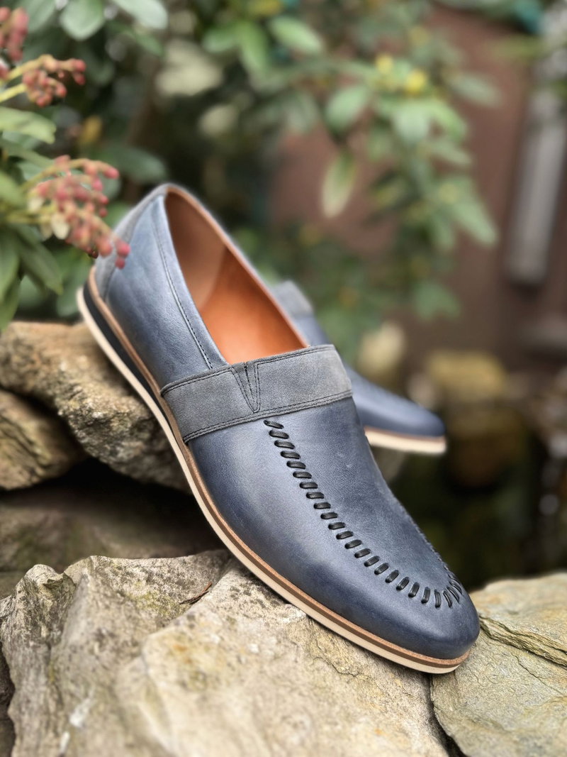 Lekkie półbuty męskie na niskim klinie, wsuwane buty męskie na lato
