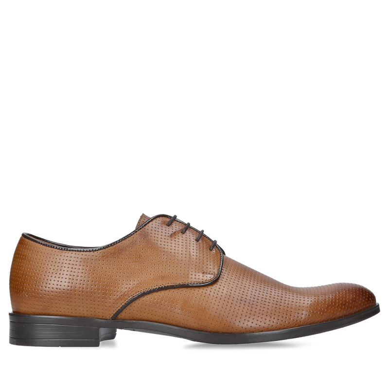 Półbuty eleganckie z jasnego brązu, buty męskie ze skóry naturalnej od Polskiego producenta