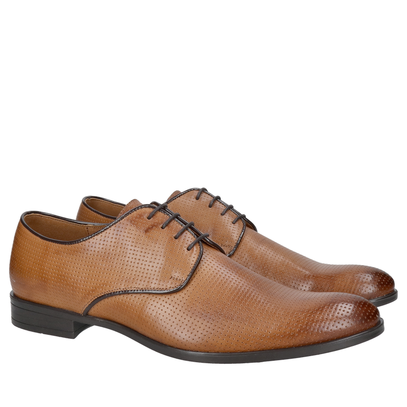 Półbuty eleganckie z jasnego brązu, buty męskie ze skóry naturalnej od Polskiego producenta