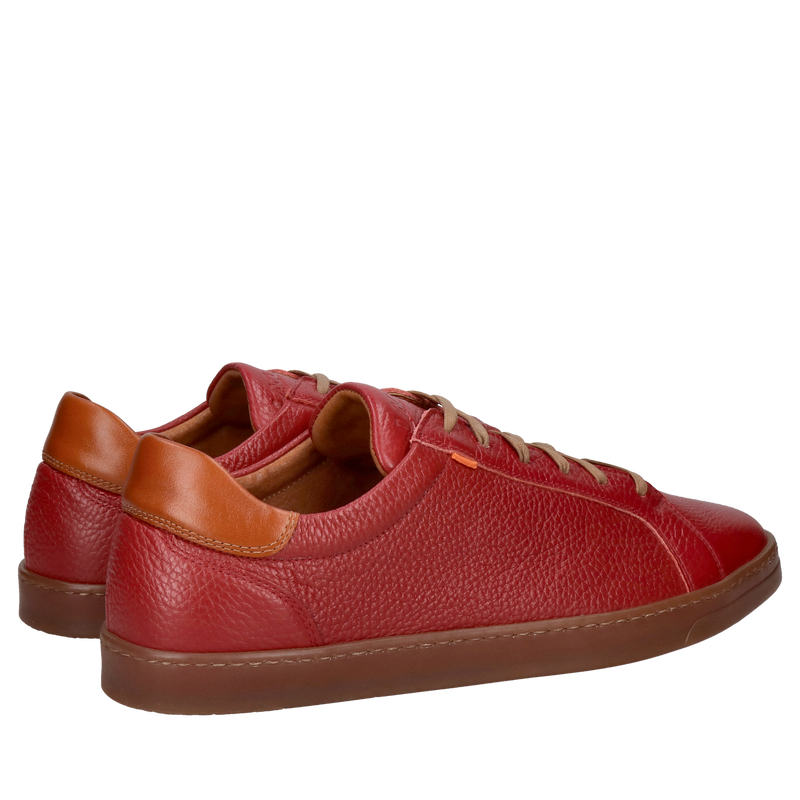 Męskie czerwone buty ze skóry naturalnej, sneakersy męskie wygodne i miękkie