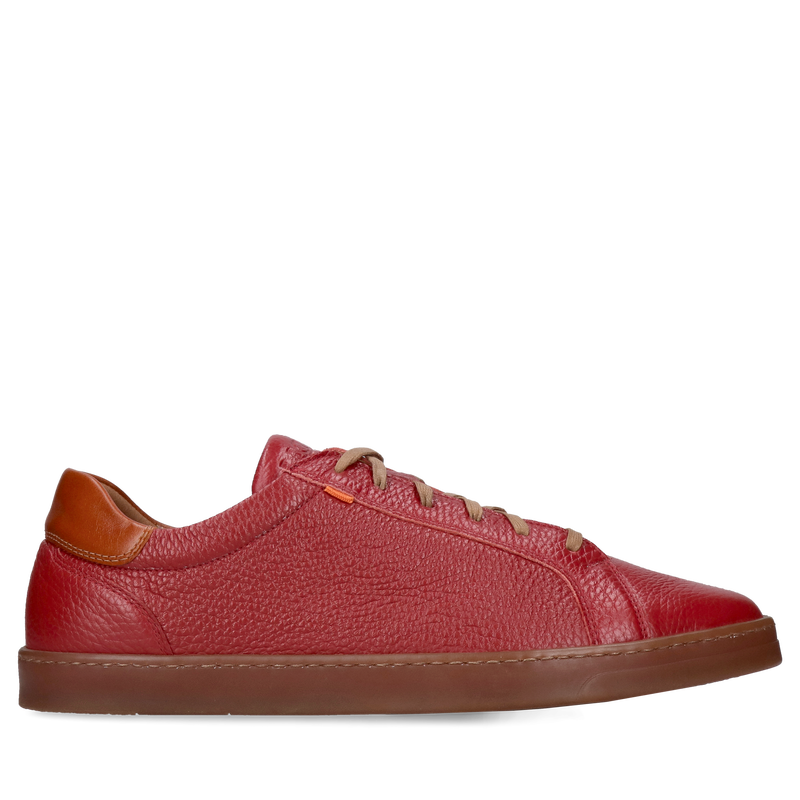 Męskie czerwone buty ze skóry naturalnej, sneakersy męskie wygodne i miękkie