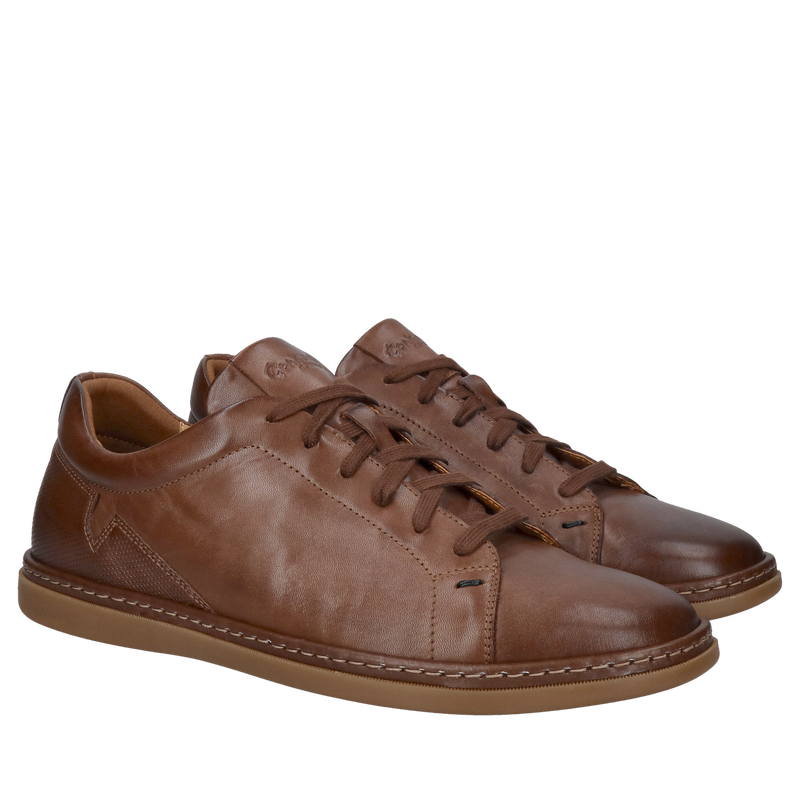 Wygodne brązowe półbuty męskie casualowe na co dzień, męskie buty sznurowane do jeansów Conhpol, Konopka Shoes