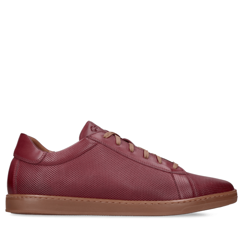 Sportowe buty męskie skórzane w kolorze bordowym, wysoka amortyzacja i komfort