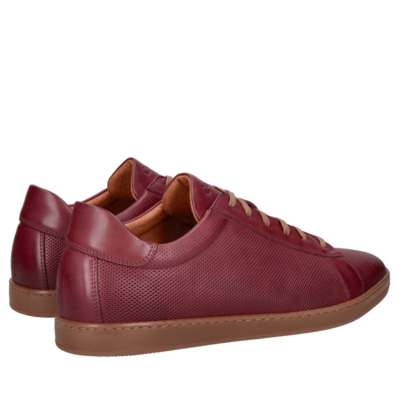 Sportowe buty męskie skórzane w kolorze bordowym, wysoka amortyzacja i komfort