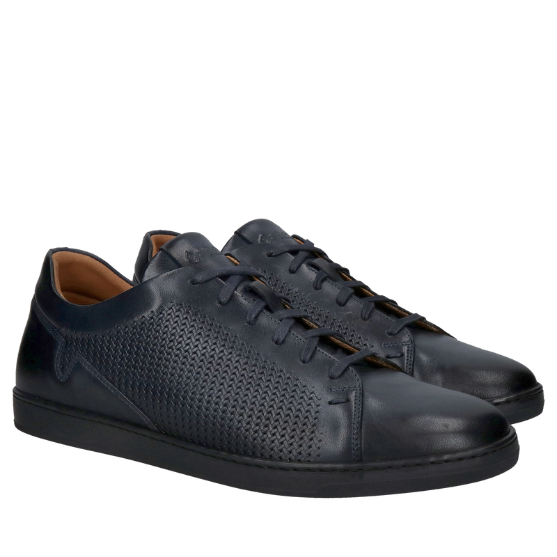 Granatowe buty męskie Conhpol ze skóry na co dzień do pracy, wygodne i klasyczne