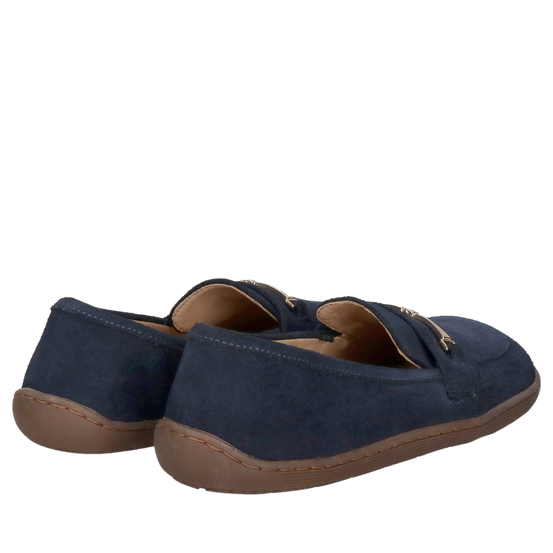 Granatowe barefoot wsuwane, wygodne i szerokie buty damskie ze skóry zamszowej