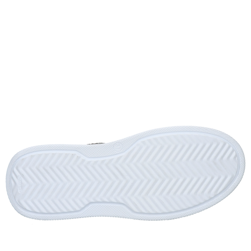Białe modne sneakersy ze skóry naturalnej i zwierzęcym motywem, wygodne buty sportowe białe skórzane
