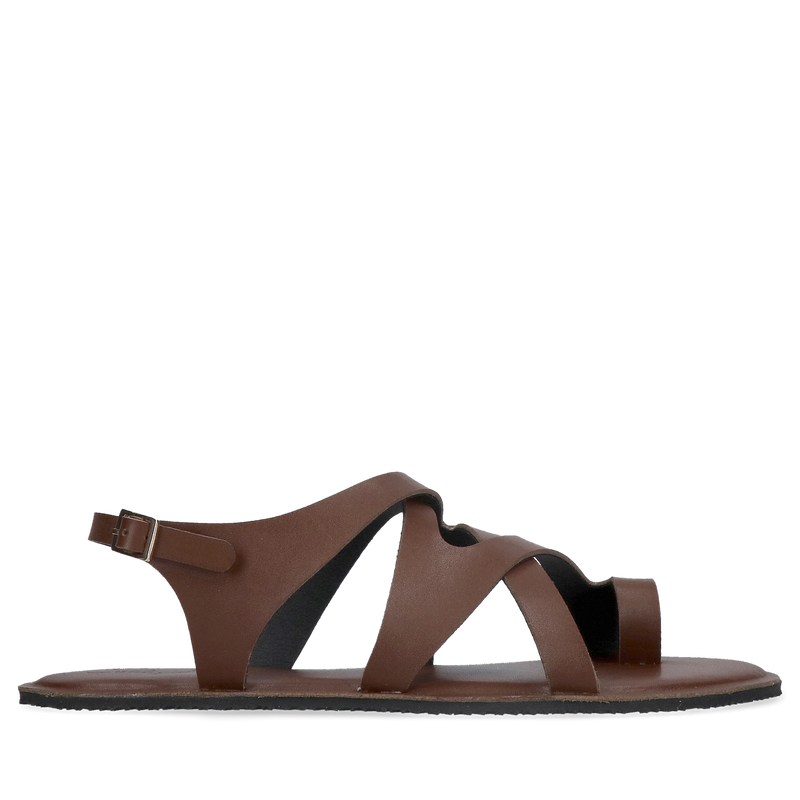 Sandały barefoot brązowe na płaskiej podeszwie, damskie sandały rzymianki