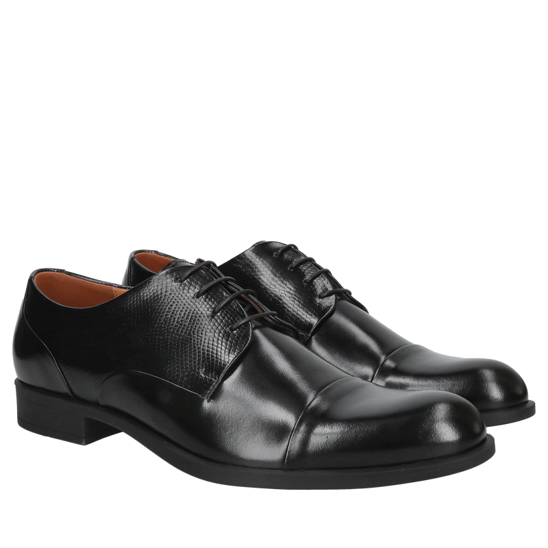 Eleganckie buty męskie garniturowe, klasyczne buty czarne z przecięciem eleganckie