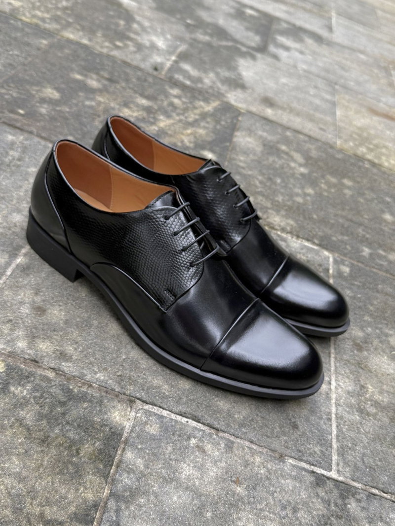 Eleganckie buty męskie garniturowe, klasyczne buty czarne z przecięciem eleganckie