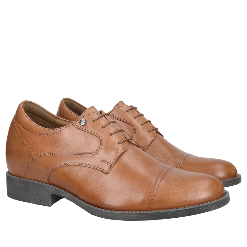 Męskie buty podwyższające 7cm, brązowe eleganckie buty podnoszące wzrost
