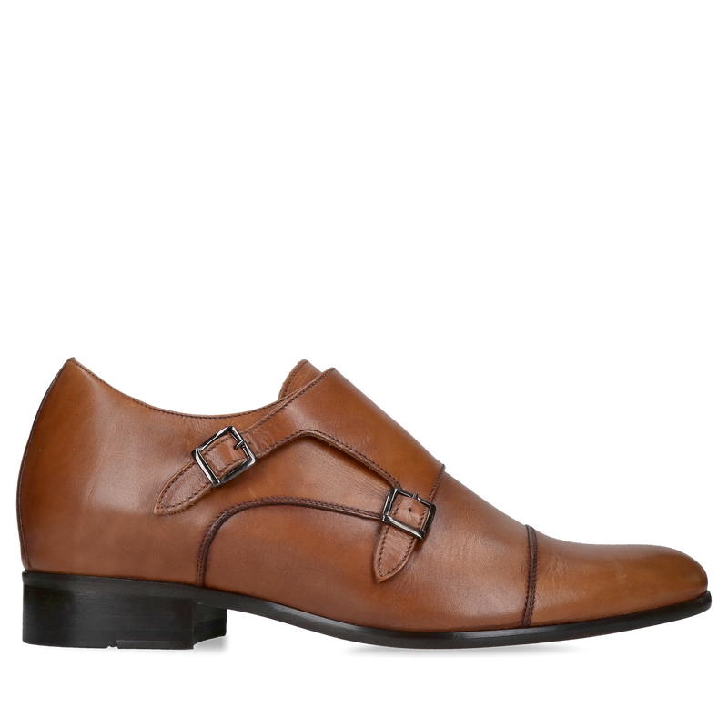 Eleganckie męskie monki podwyższające, buty monk brązowe podwyższające, Vonhpol, Konopka Shoes