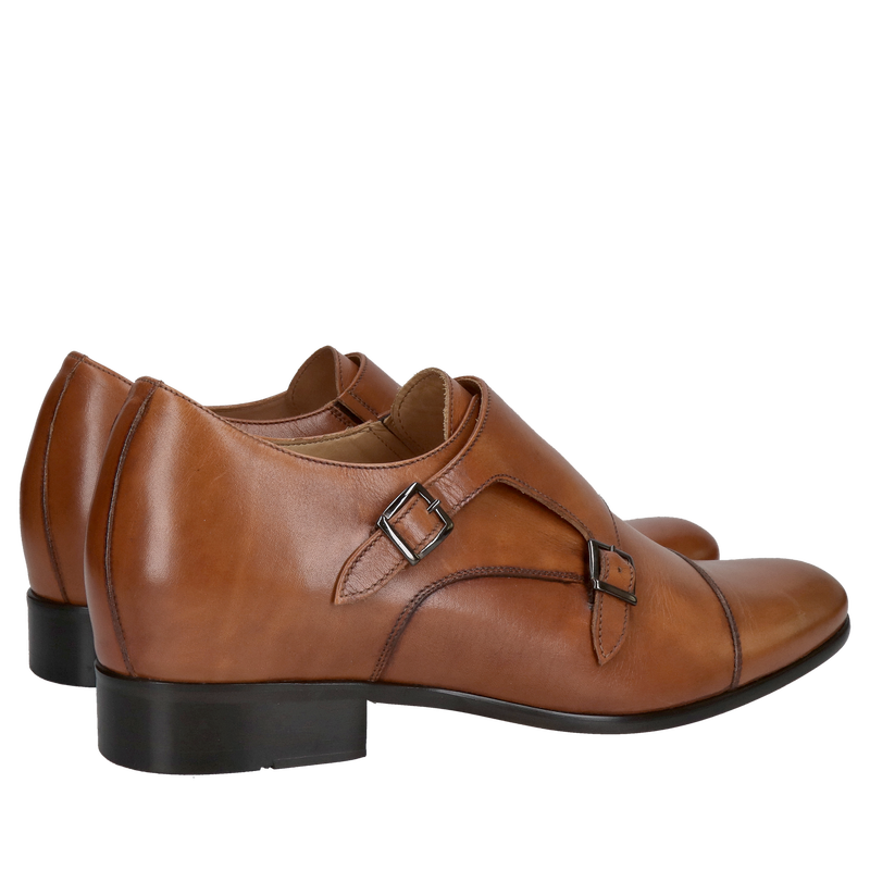 Eleganckie męskie monki podwyższające, buty monk brązowe podwyższające, Vonhpol, Konopka Shoes