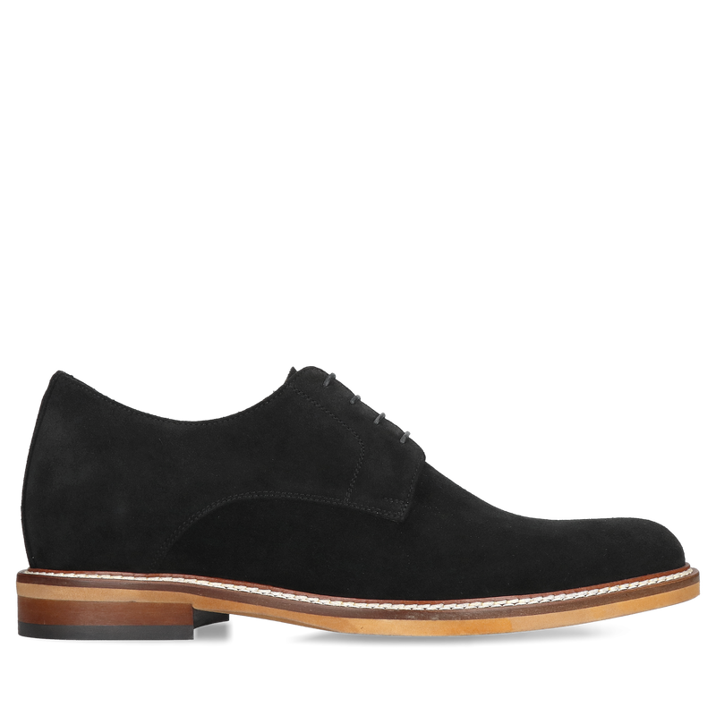 Buty podwyższające ze skóry zamszowej na jasnej podeszwie od polskiego producenta, Conhpol, Konopka Shoes