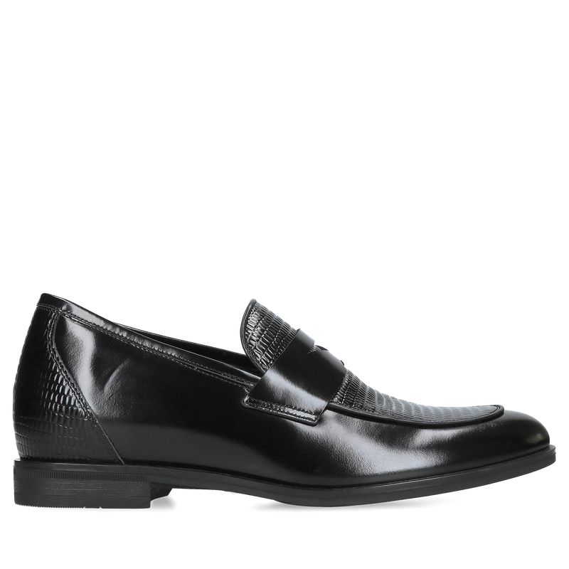 Loafersy podwyższające męskie ze skóry licowej, wygodne wsuwane buty podnoszące wzrost +7cm, Conhpol, Konopka Shoes