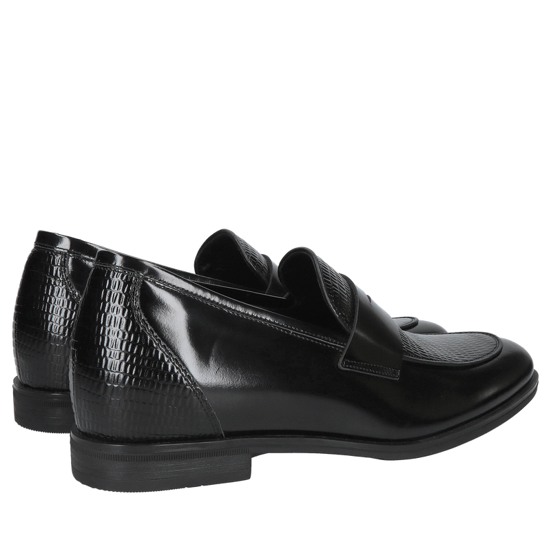 Loafersy podwyższające męskie ze skóry licowej, wygodne wsuwane buty podnoszące wzrost +7cm, Conhpol, Konopka Shoes