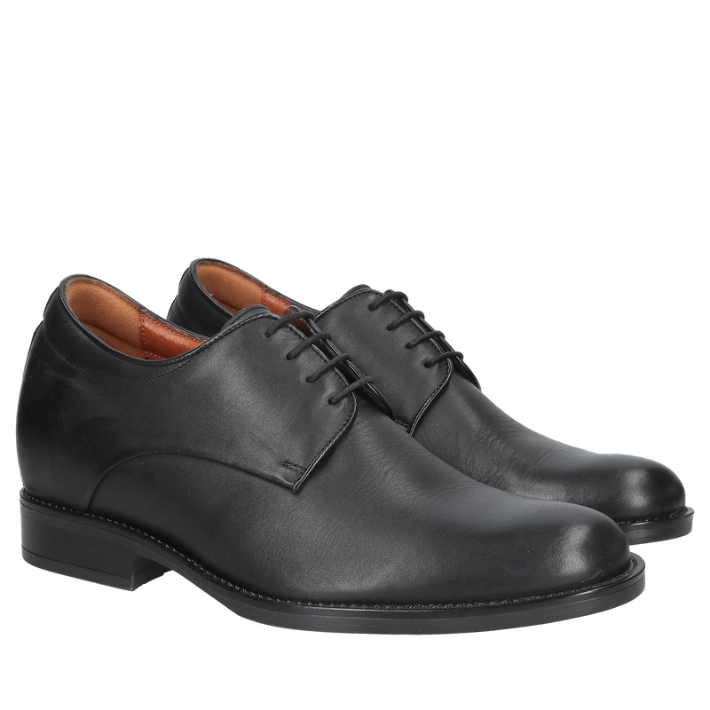 Męskie eleganckie buty podwyższające do garnituru ze skóry licowej +7cm, Conhpol, Konopka Shoes