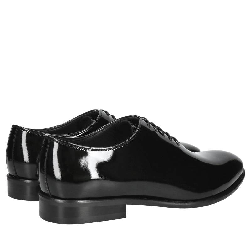 Męskie czarne lakierki do ślubu, buty lakierowane do fraku. Eleganckie męskie lotniki ze skóry lakier
