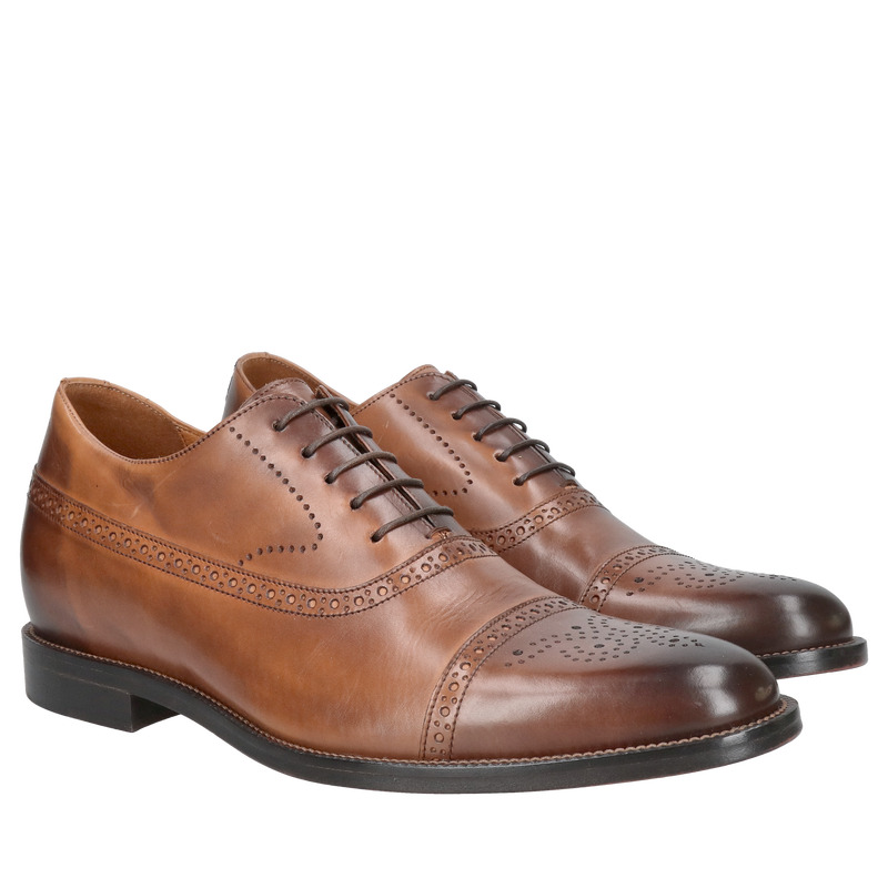 Oxfordy podwyższające na skórzanej podeszwie, buty męskie podwyższające premium, Conhpol, Konopka Shoes