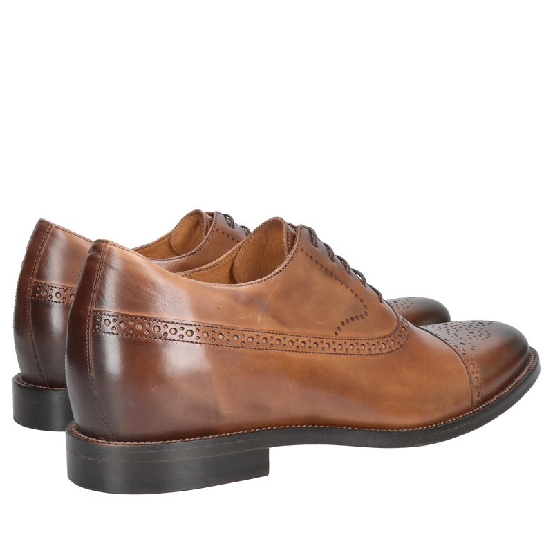 Oxfordy podwyższające na skórzanej podeszwie, buty męskie podwyższające premium, Conhpol, Konopka Shoes