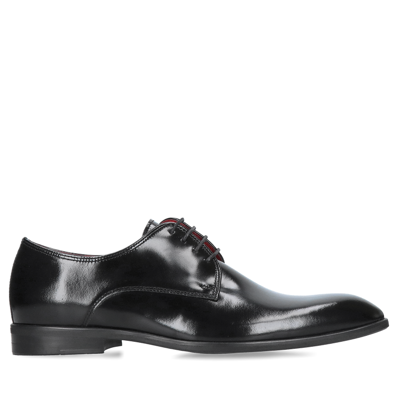 Czarne eleganckie buty męskie do garnituru, wizytowe licowe półbuty ze skóry naturalnej