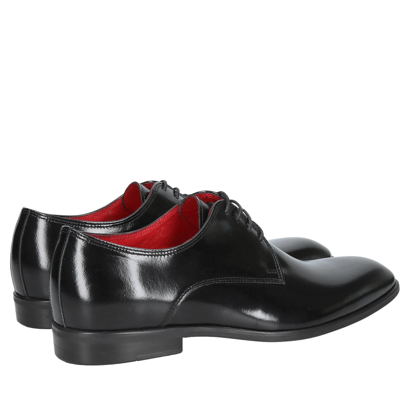 Czarne eleganckie buty męskie do garnituru, wizytowe licowe półbuty ze skóry naturalnej