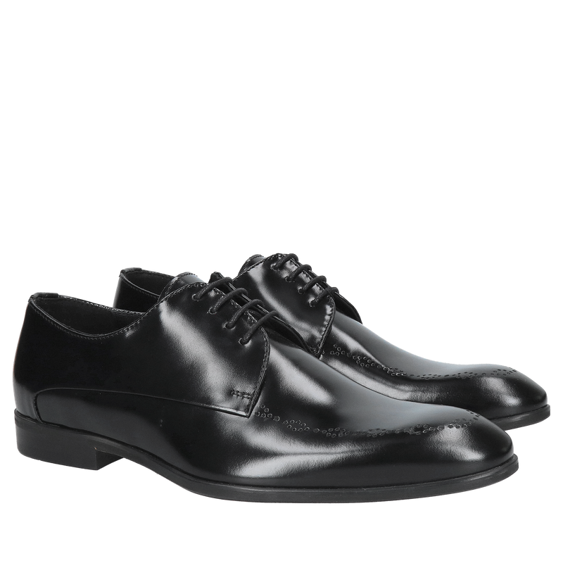 Eleganckie buty męskie na czerwonej podeszwie, półbuty męskie wizytowe ze skóry naturalnej