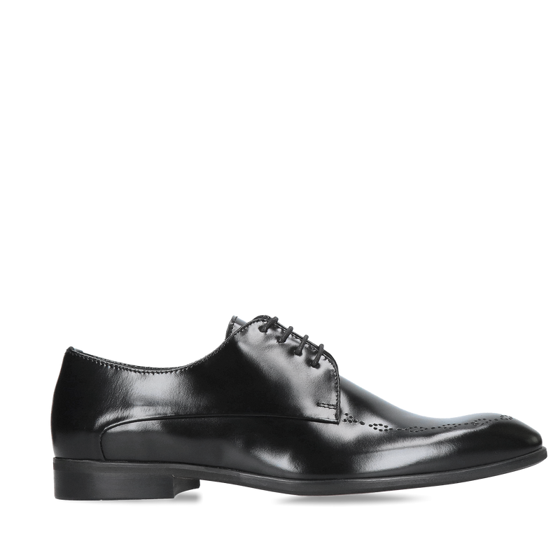 Eleganckie buty męskie na czerwonej podeszwie, półbuty męskie wizytowe ze skóry naturalnej