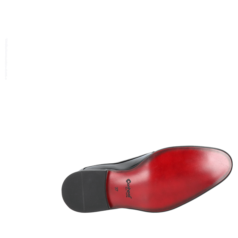 Eleganckie buty męskie na czerwonej podeszwie, półbuty męskie wizytowe ze skóry naturalnej