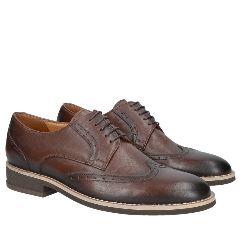 Półbuty męskie smart casual na lekkiej podeszwie od polskiego producenta, męskie brougsy