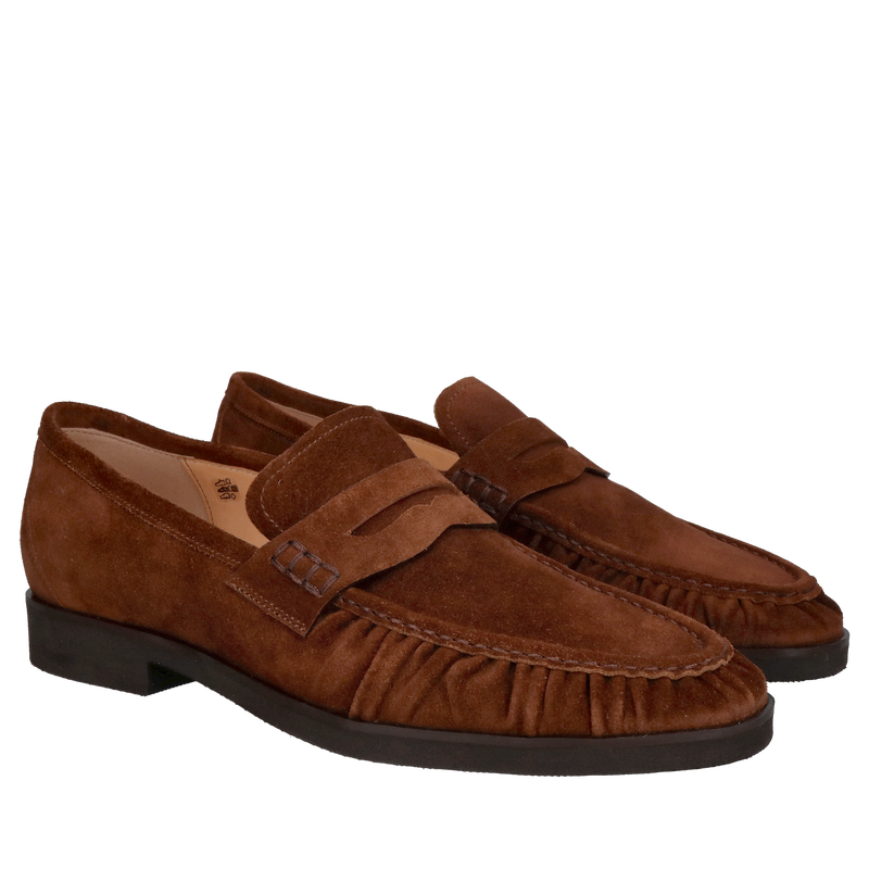 Loafersy męskie zamszowe w kolorze brązowym na super lekkiej podeszwie od polskiego producenta