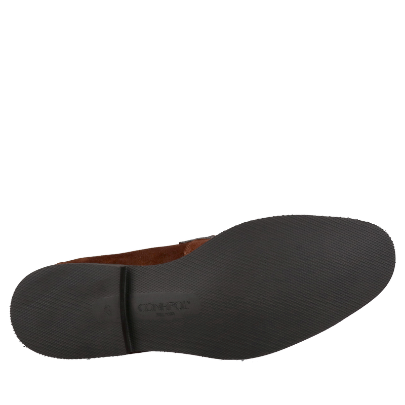 Loafersy męskie zamszowe w kolorze brązowym na super lekkiej podeszwie od polskiego producenta
