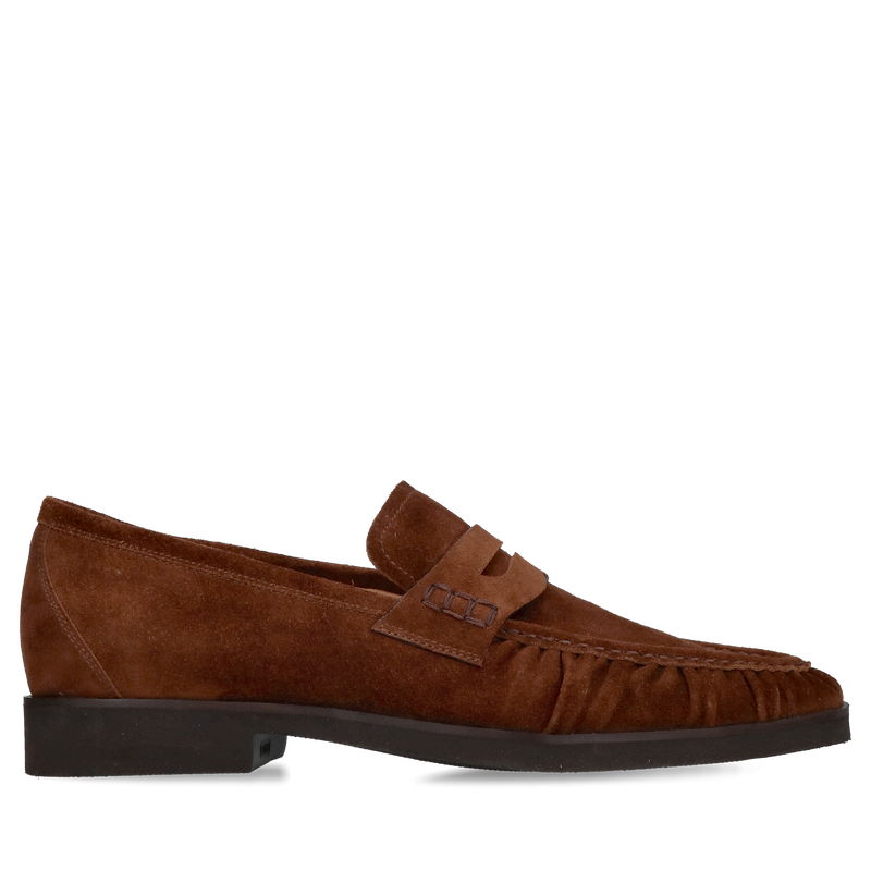 Loafersy męskie zamszowe w kolorze brązowym na super lekkiej podeszwie od polskiego producenta