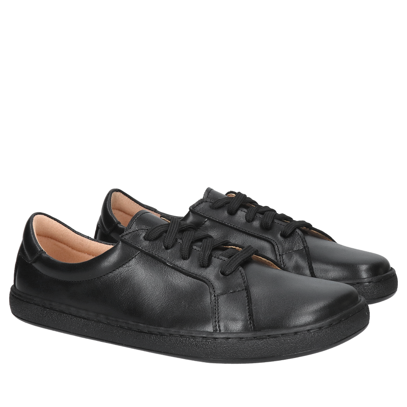 Czarne półbuty skórzane barefoot, półbuty jesienne barefoot