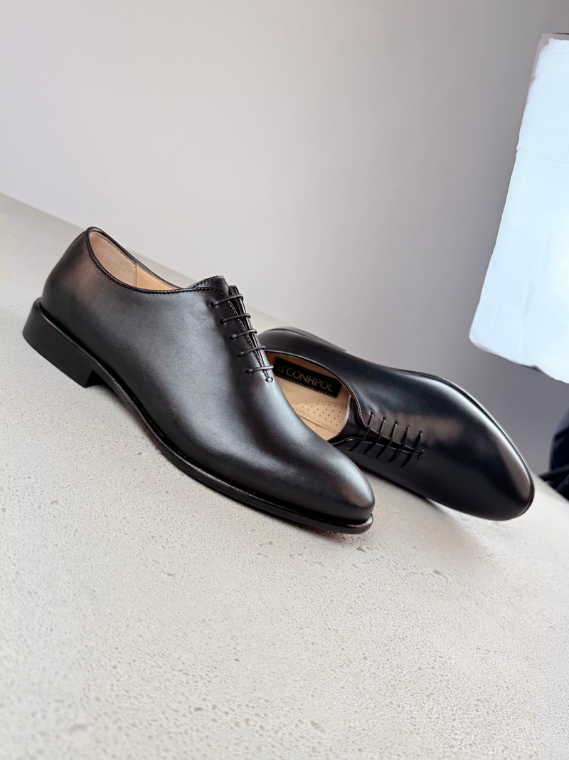 Eleganckie czarne męskie buty typu lotnik, buty męskie garniturowe oxford