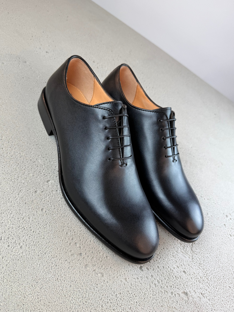 Eleganckie czarne męskie buty typu lotnik, buty męskie garniturowe oxford