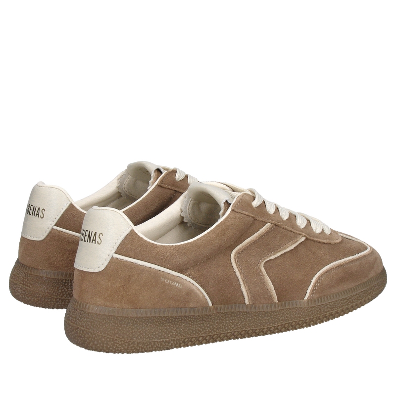 Damskie brązowe sneakersy ze skóry zamszowej, sportowe buty na co dzień