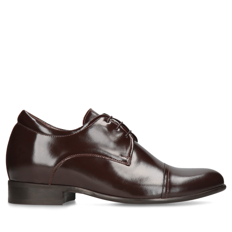 Brązowe, eleganckie buty podwyższające, Derby, Conhpol - polska produkcja, CH0370-01, Konopka Shoes