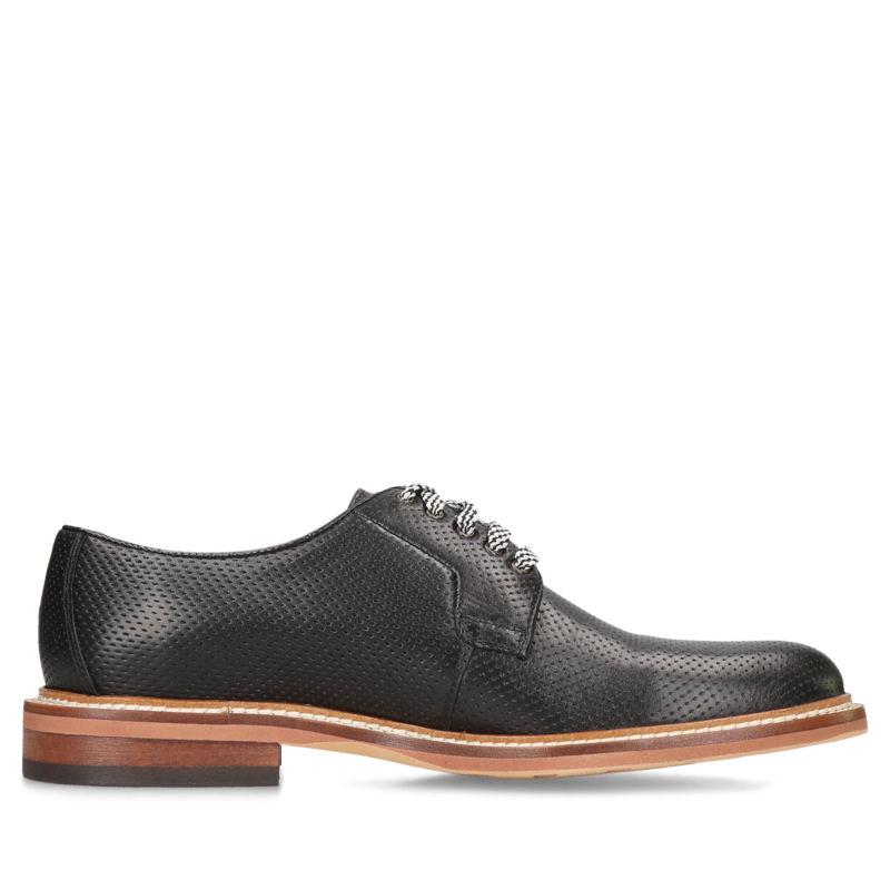 Czarne, perforowane, półbuty casualowe Oscar, Conhpol - polska produkcja, Derby, CE0388-02, Konopka Shoes Czarne, perforowane, półbuty casualowe Oscar, Conhpol - polska produkcja, Derby, CE0388-02, Konopka Shoes