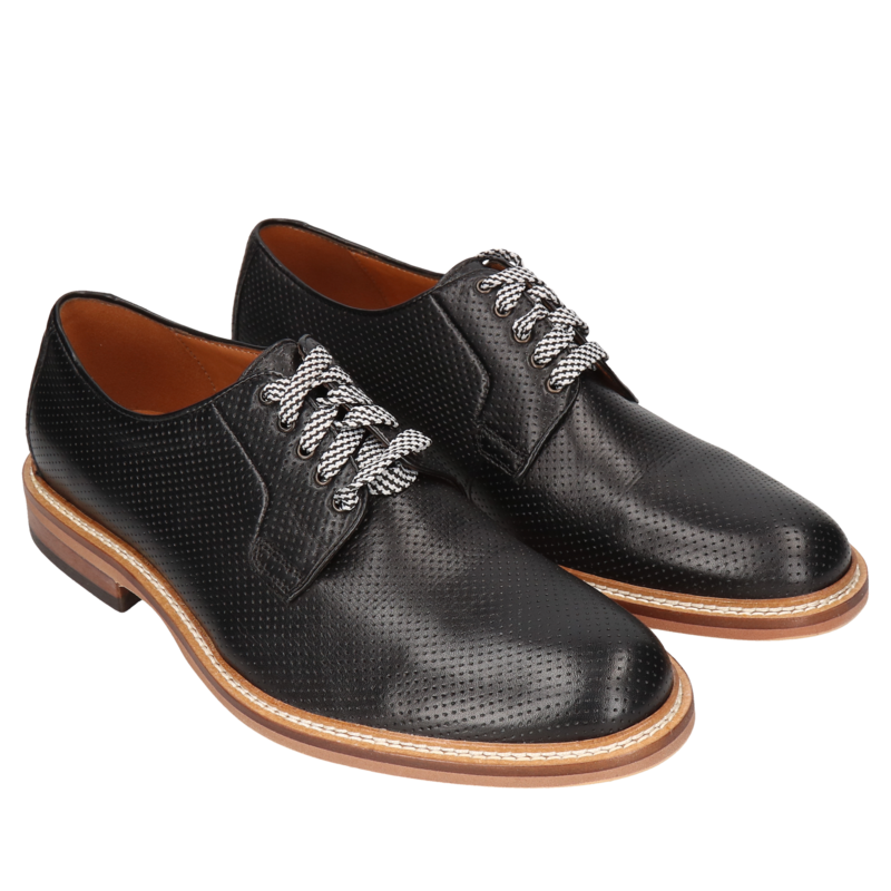 Czarne, perforowane, półbuty casualowe Oscar, Conhpol - polska produkcja, Derby, CE0388-02, Konopka Shoes Czarne, perforowane, półbuty casualowe Oscar, Conhpol - polska produkcja, Derby, CE0388-02, Konopka Shoes