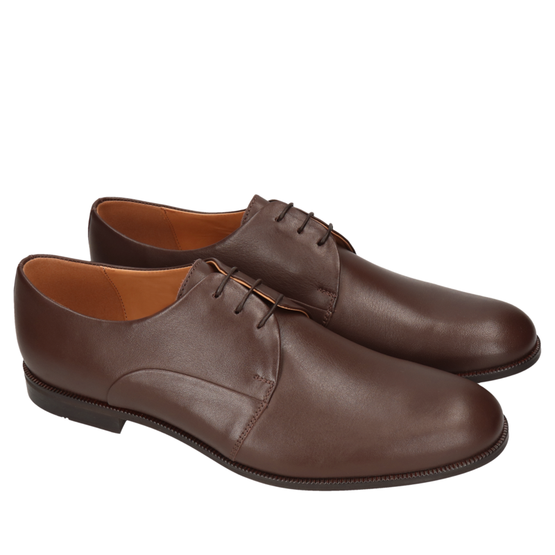 Brązowe półbuty John, Conhpol - polska produkcja, Derby, CE5301-02, Konopka Shoes